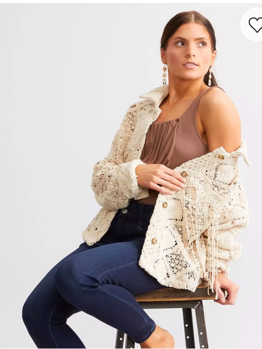 Miss Me Cream Crochet Fringe Jacket